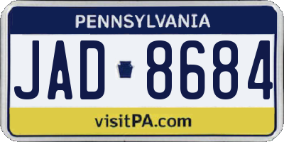 PA license plate JAD8684