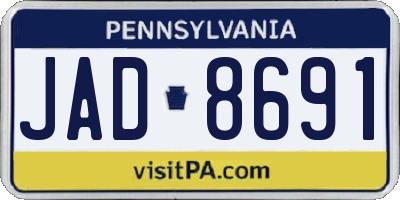 PA license plate JAD8691
