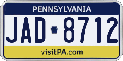 PA license plate JAD8712