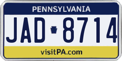 PA license plate JAD8714