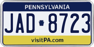 PA license plate JAD8723