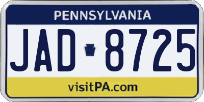 PA license plate JAD8725