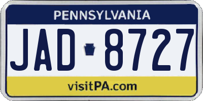 PA license plate JAD8727