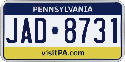 PA license plate JAD8731