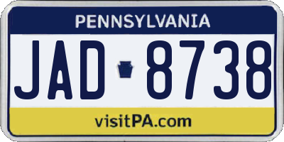 PA license plate JAD8738