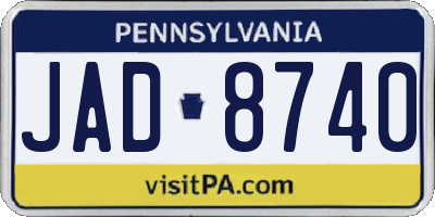 PA license plate JAD8740