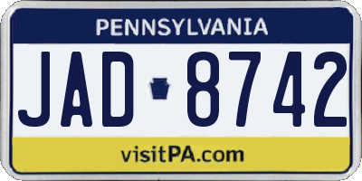 PA license plate JAD8742