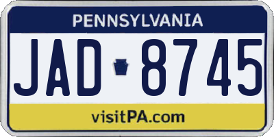 PA license plate JAD8745