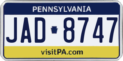 PA license plate JAD8747