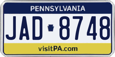 PA license plate JAD8748