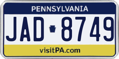 PA license plate JAD8749