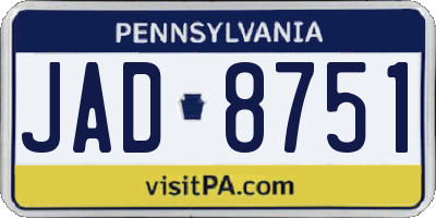 PA license plate JAD8751