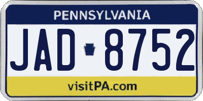 PA license plate JAD8752