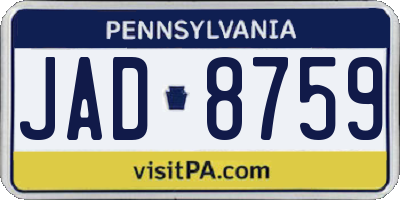 PA license plate JAD8759