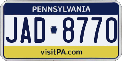 PA license plate JAD8770