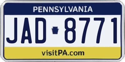 PA license plate JAD8771