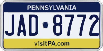 PA license plate JAD8772