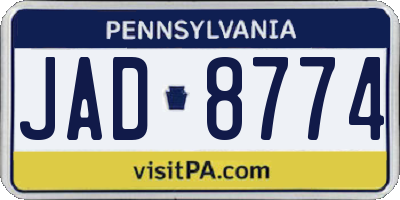 PA license plate JAD8774