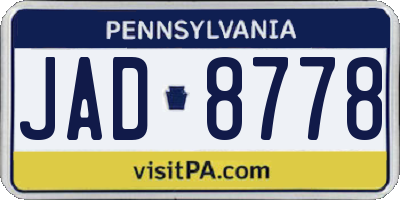 PA license plate JAD8778