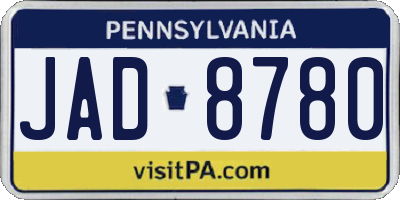 PA license plate JAD8780