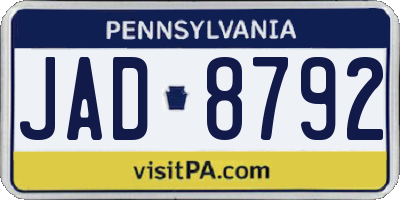 PA license plate JAD8792