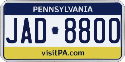 PA license plate JAD8800