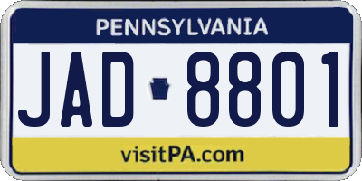 PA license plate JAD8801