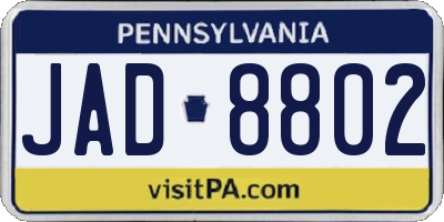 PA license plate JAD8802