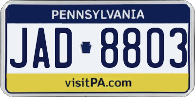 PA license plate JAD8803