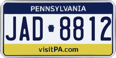 PA license plate JAD8812