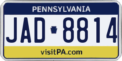 PA license plate JAD8814