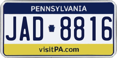 PA license plate JAD8816