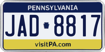 PA license plate JAD8817