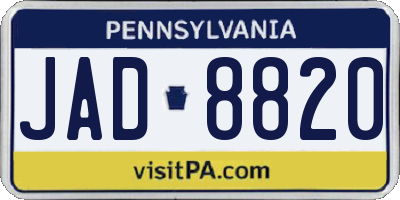 PA license plate JAD8820