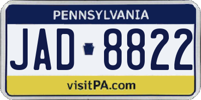 PA license plate JAD8822