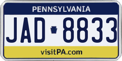PA license plate JAD8833