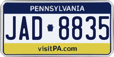 PA license plate JAD8835