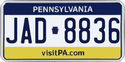 PA license plate JAD8836