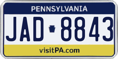 PA license plate JAD8843