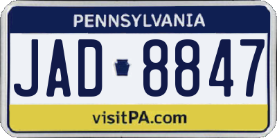 PA license plate JAD8847