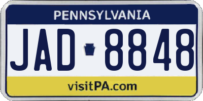 PA license plate JAD8848