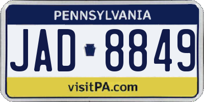 PA license plate JAD8849