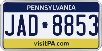 PA license plate JAD8853