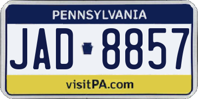 PA license plate JAD8857