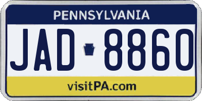 PA license plate JAD8860