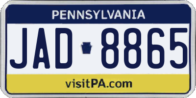 PA license plate JAD8865