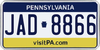 PA license plate JAD8866