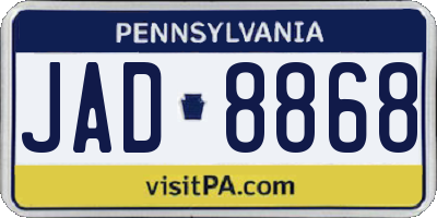 PA license plate JAD8868