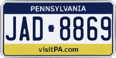 PA license plate JAD8869