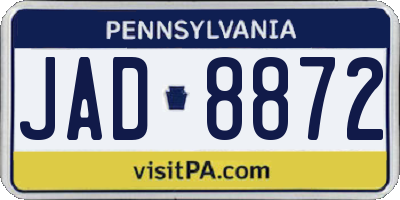 PA license plate JAD8872